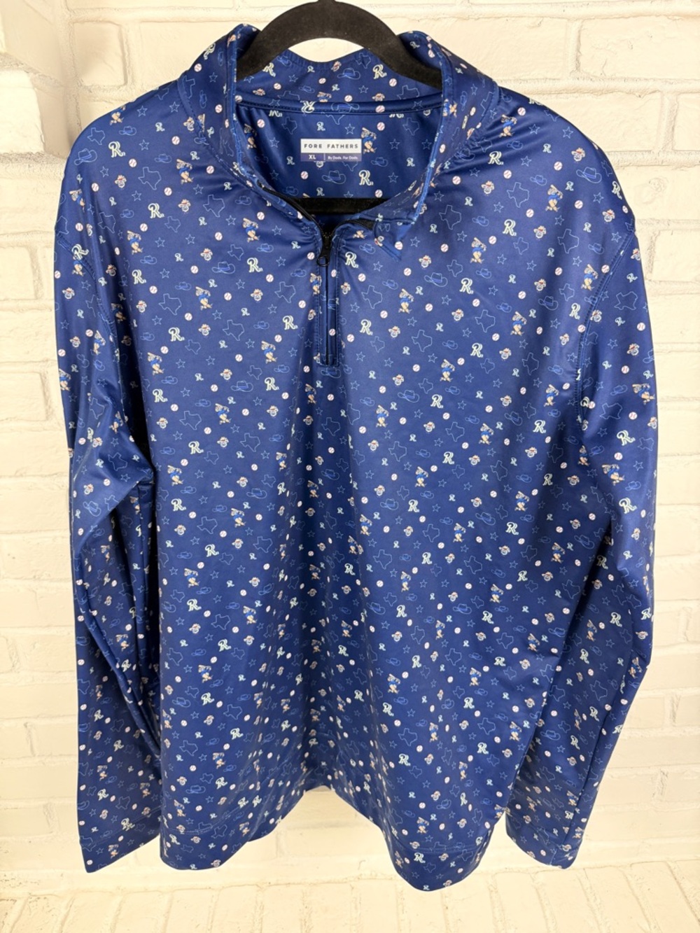 Fore Fathers XL Golf Pullover Texas Rangers‎ Print Performance 1/4 Zip Stretch